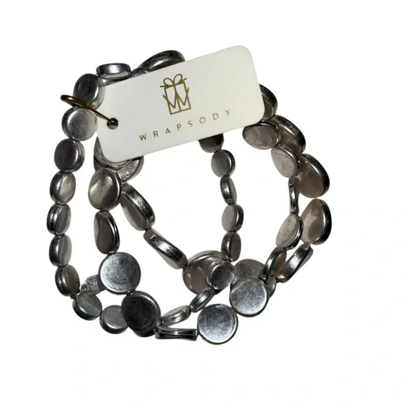 NWT Wrapsody Silver Beaded Stretch Bracelets (Set of 3) - Picture 2 of 3